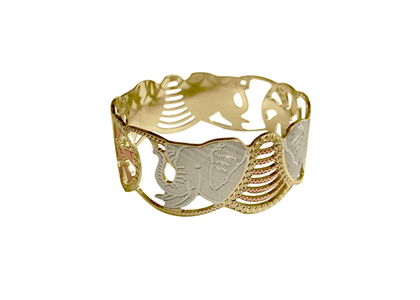 CNC Elephant Bangle with Three Tone Plated